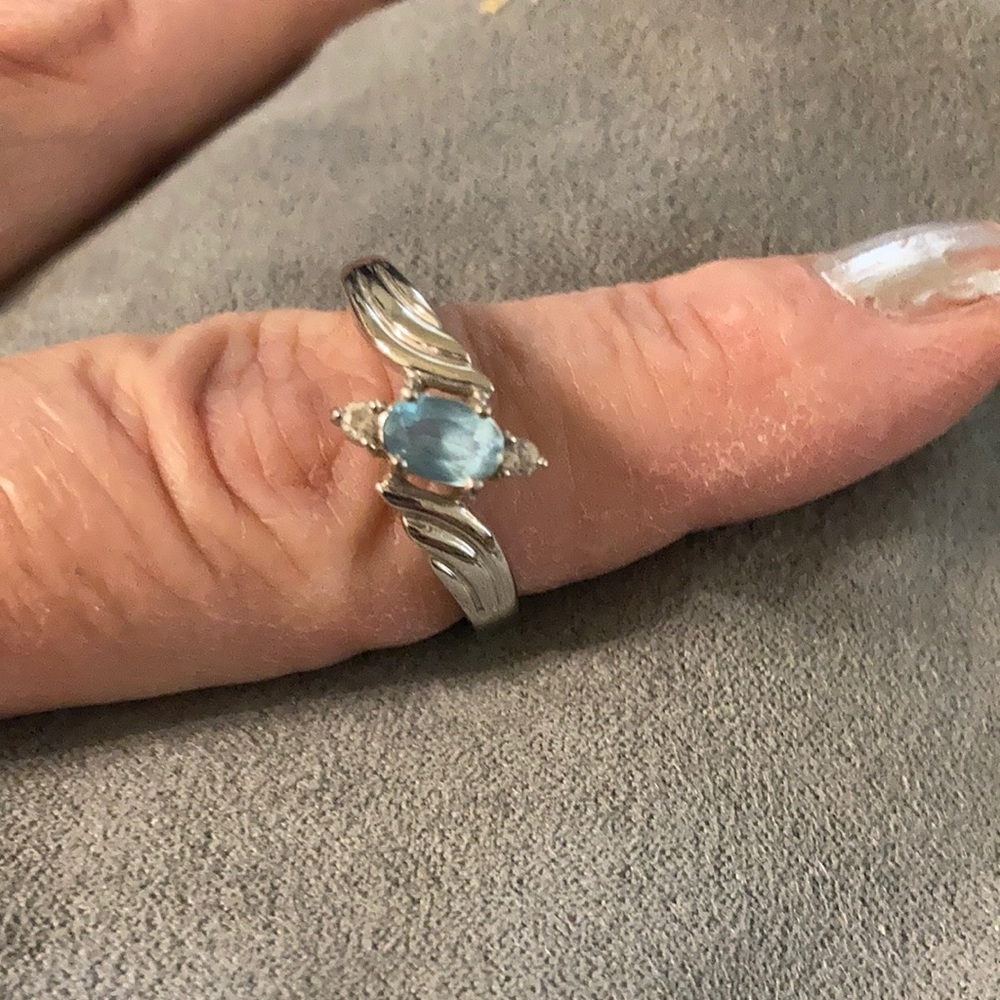 Ring Aquamarine diamond silver
